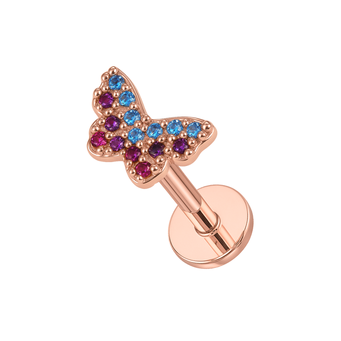 316L Surgical Steel & CZ with Butterfly Tragus Ear Stud