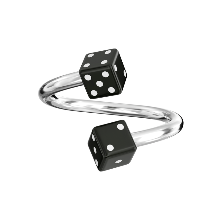316L Surgical Steel Spiral Barbell with UV Dice - Monster Piercing