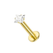 14K Gold Internal Lip Labret with Square Cubic Zirconia Stone Jewelled Push Fit Top