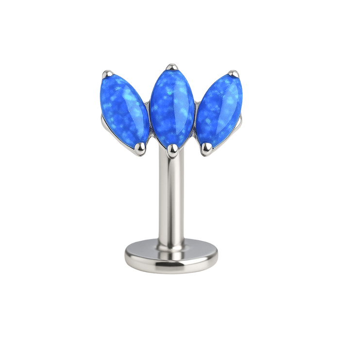 G23 Titanium Tri Marquise Opal Jewelled Threadless Floating Belly Ring