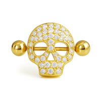 316L Surgical Steel Jewelled Skull Nipple Bar Nipple Piercings Monster Piercing United Kingdom