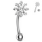 316L Surgical Steel CZ Jewelled Flower Eyebrow Banana Ring