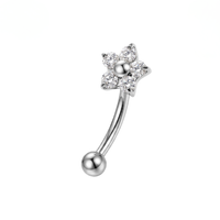 G23 Titanium Five-Petal CZ Flower Curved Barbell