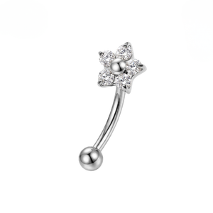 G23 Titanium Five-Petal CZ Flower Curved Barbell