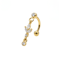 G23 Titanium Five-Petal CZ Flower Curved Barbell