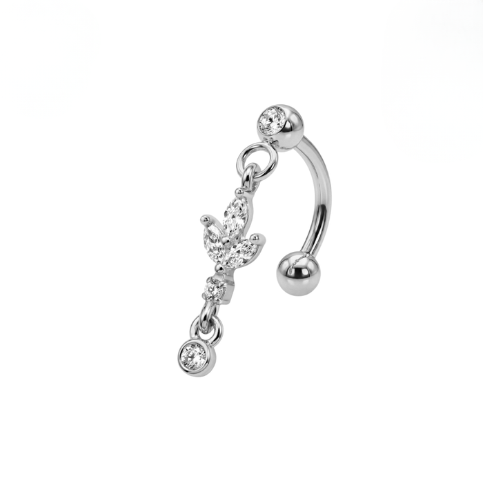 G23 Titanium Five-Petal CZ Flower Curved Barbell