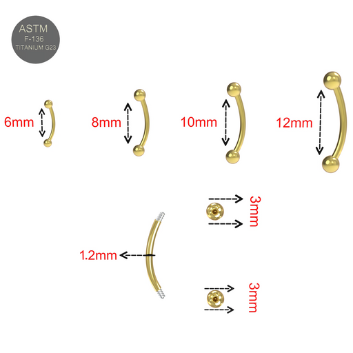 G23 Titanium Plain Eyebrow Bar With Ball - Monster Piercing