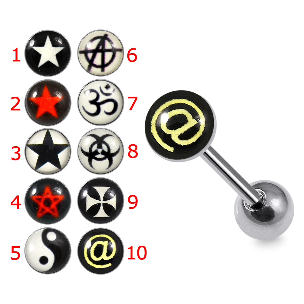 316L Surgical Steel Symbol and Signs Logo Tongue Balls