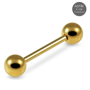 G23 Titan Gold Anodisiertes gerades Zungenpiercing mit Kugel