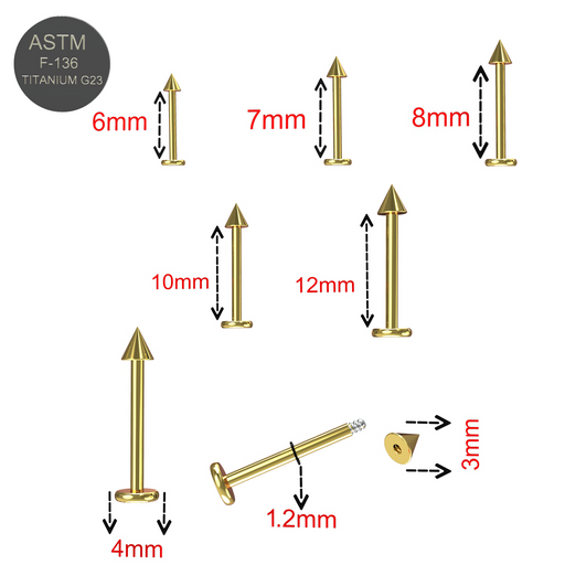G23 Titanium Labret Bar with Plain Cone - Monster Piercing