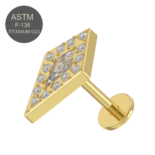 G23 Titanium CZ Jewelled Kite Push-Fit Flat Back - Monster Piercing
