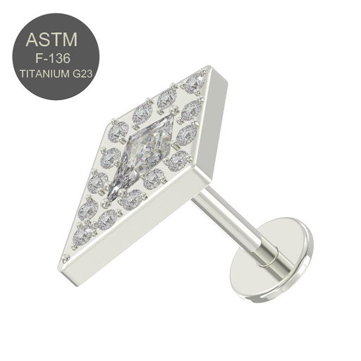 G23 Titanium CZ Jewelled Kite Push-Fit Flat Back - Monster Piercing