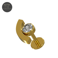 G23 Titanium Round CZ Jewelled Push-Fit Flatback Stud Monster Piercing United Kingdom