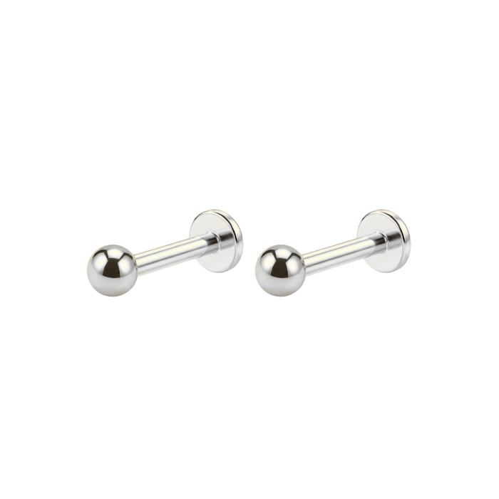 925 Sterling Silver Ball Top Labret Pair Labret Lip Rings