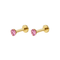 14K Gold Claw-Set Pink Lab Grown Diamond Threadless Flatback Pair