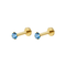 14K Gold Claw-Set Blue Topaz Natural Stone Threadless Flatback Pair