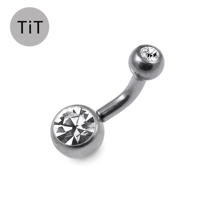G23 Titanium Double Jewelled  Belly Banana Ring - Monster Piercing