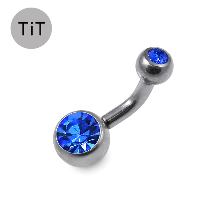 G23 Titanium Double Jewelled  Belly Banana Ring - Monster Piercing