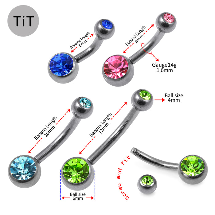 G23 Titanium Double Jewelled  Belly Banana Ring - Monster Piercing