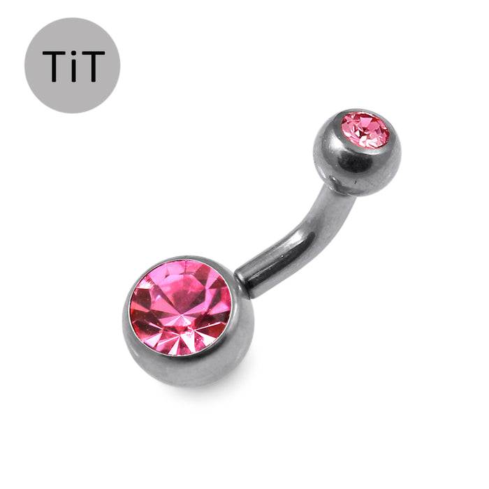 G23 Titanium Double Jewelled  Belly Banana Ring - Monster Piercing