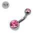 G23 Titanium Double Jewelled  Belly Banana Ring - Monster Piercing