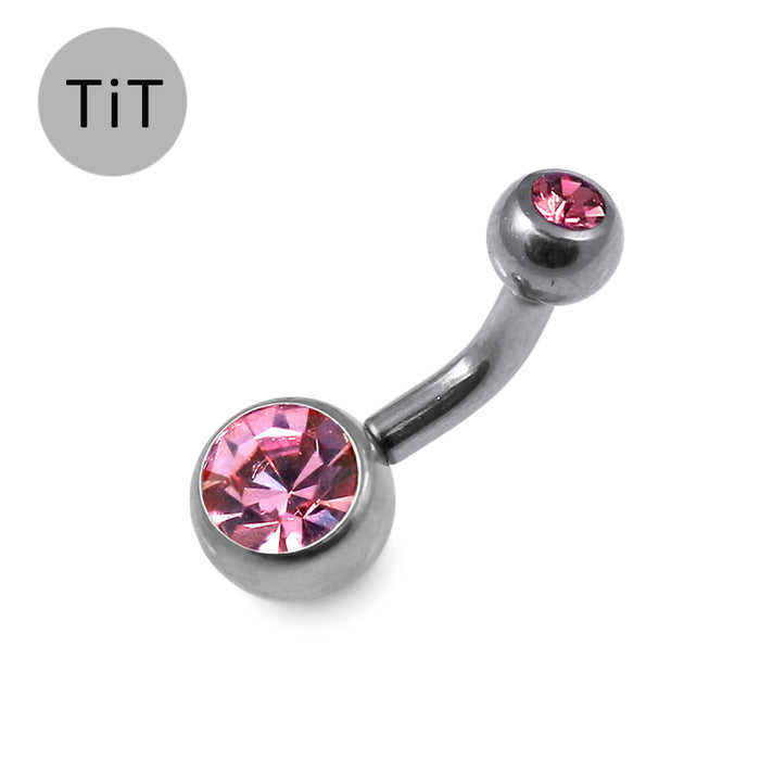 G23 Titanium Double Jewelled  Belly Banana Ring - Monster Piercing