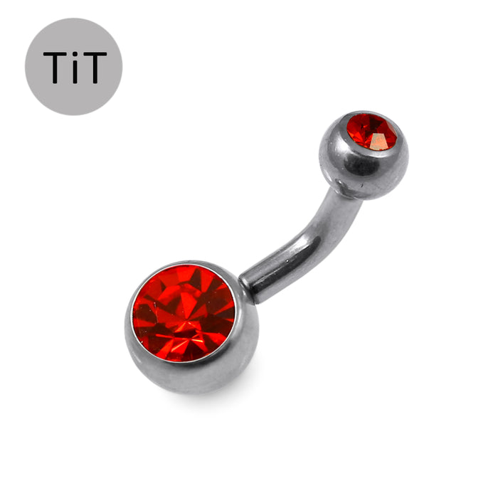 G23 Titanium Double Jewelled  Belly Banana Ring - Monster Piercing