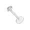 925 Sterling Silver and Bio Flex Madonna Labret with Clear Stone Jewelled push-fit Top