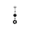 925 Sterling Silver Dangling CZ Jewelled Flower Belly Bar
