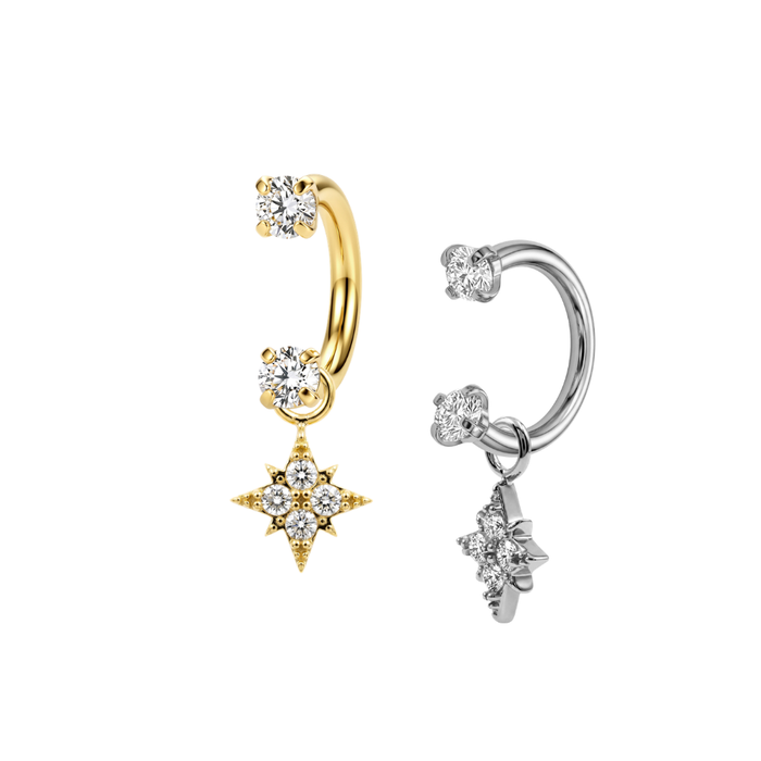 G23 Titanium North Star Drop with Double Prong-Set CZ Circular Barbell