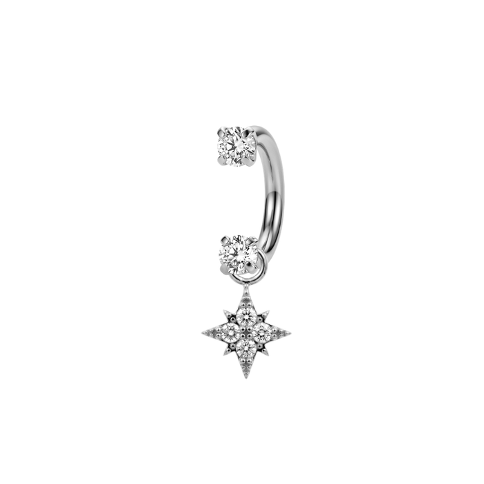G23 Titanium North Star Drop with Double Prong-Set CZ Circular Barbell