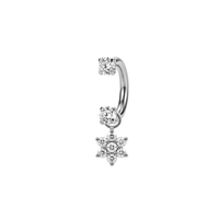 G23 Titanium Daisy Flower Drop with Double Prong-Set CZ Circular Barbell