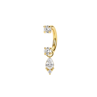 G23 Titanium Pear CZ Drop with Double Prong-Set CZ Circular Barbell