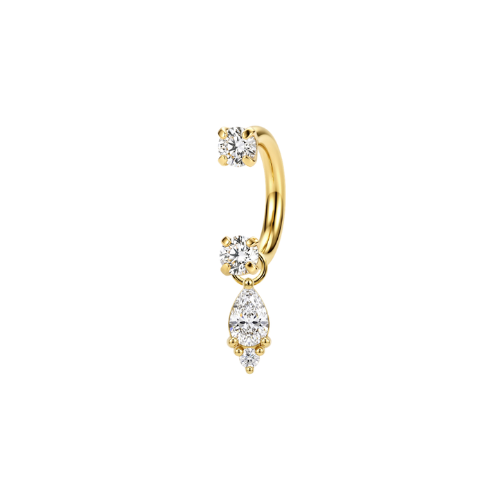 G23 Titanium Pear CZ Drop with Double Prong-Set CZ Circular Barbell