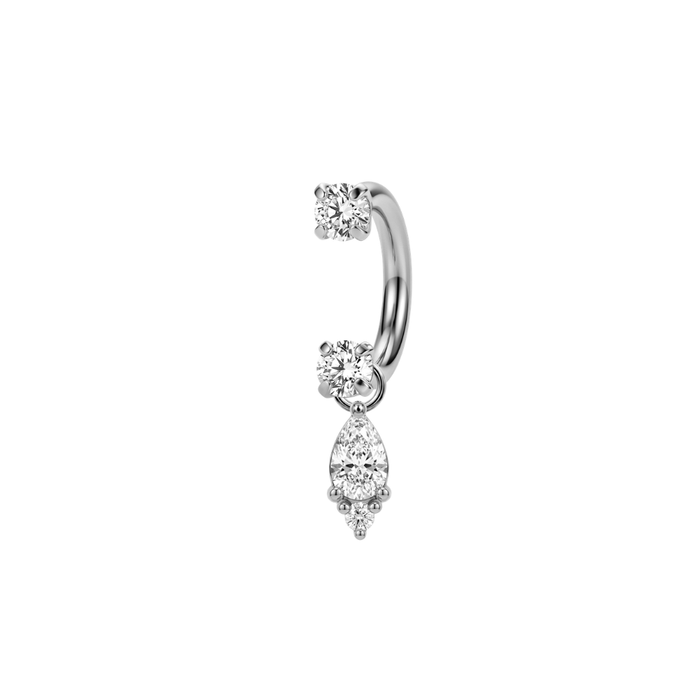 G23 Titanium Pear CZ Drop with Double Prong-Set CZ Circular Barbell