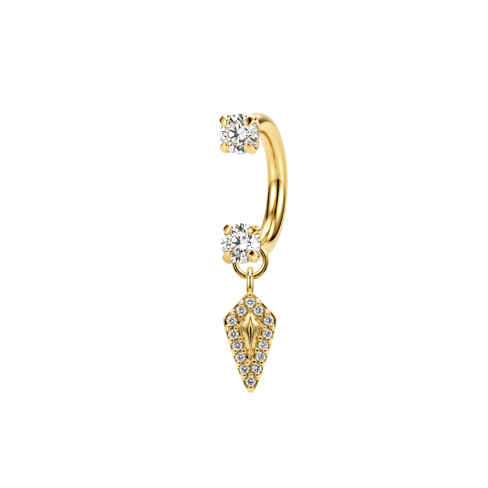 G23 Titanium CZ Jewelled Kite Drop with Double Prong-Set CZ Circular Barbell