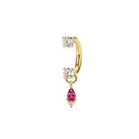 G23 Titanium Pink Pear Drop with Double Prong-Set CZ Circular Barbell