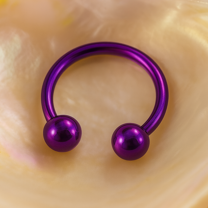 316L Surgical Steel Purple Horseshoe CBB with Ball - Monster Piercing
