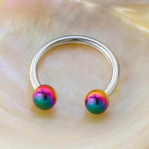 316L Surgical Steel Circular Barbell with Anodised Ball - Monster Piercing