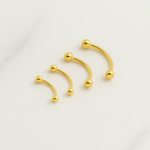 14K Gold Internally Threaded Eyebrow Piercing Bar - Monster Piercing