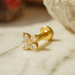 14K Gold Round CZ Jewelled Cruciform Flower Internal Thread Labret with Flatback Stud - Monster Piercing