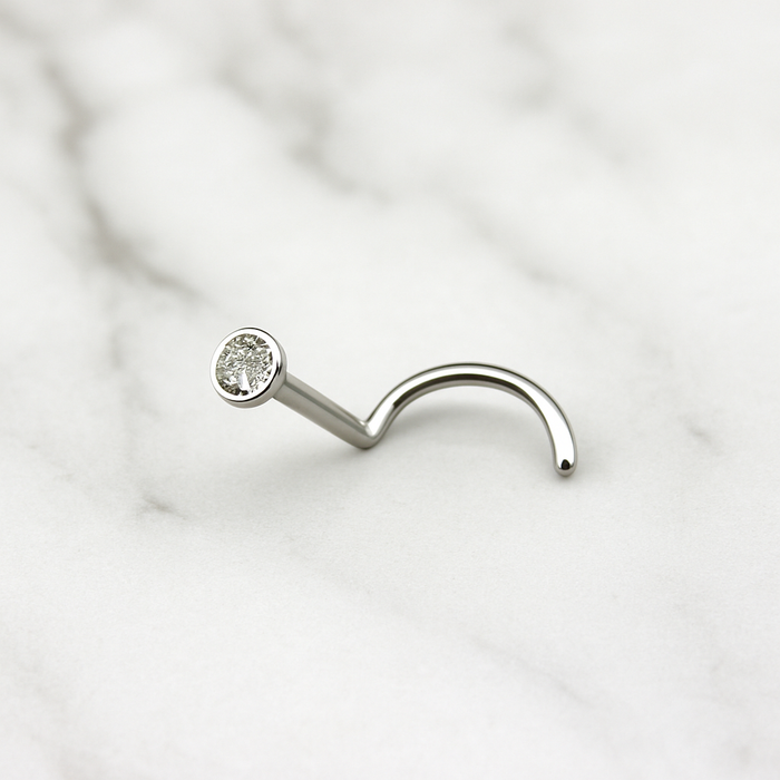 EO Gas Sterilised 316L Surgical Steel CZ Jewelled Nose Screw - Monster Piercing