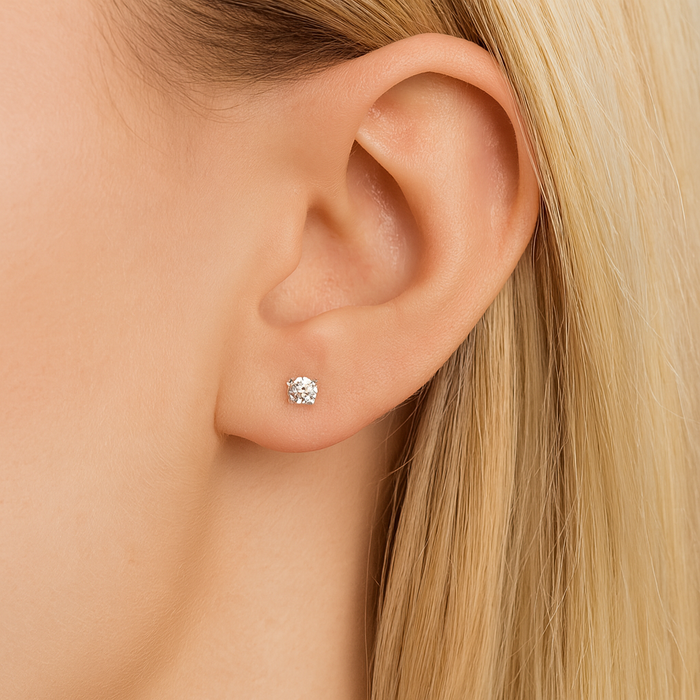 14K Gold Round Cubic Zirconia Jewelled Push Fit Top - Monster Piercing