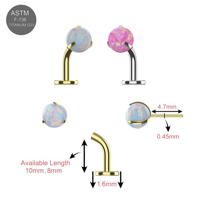 G23 Titanium Opal Ball Jewelled Threadless Floating Belly Ring