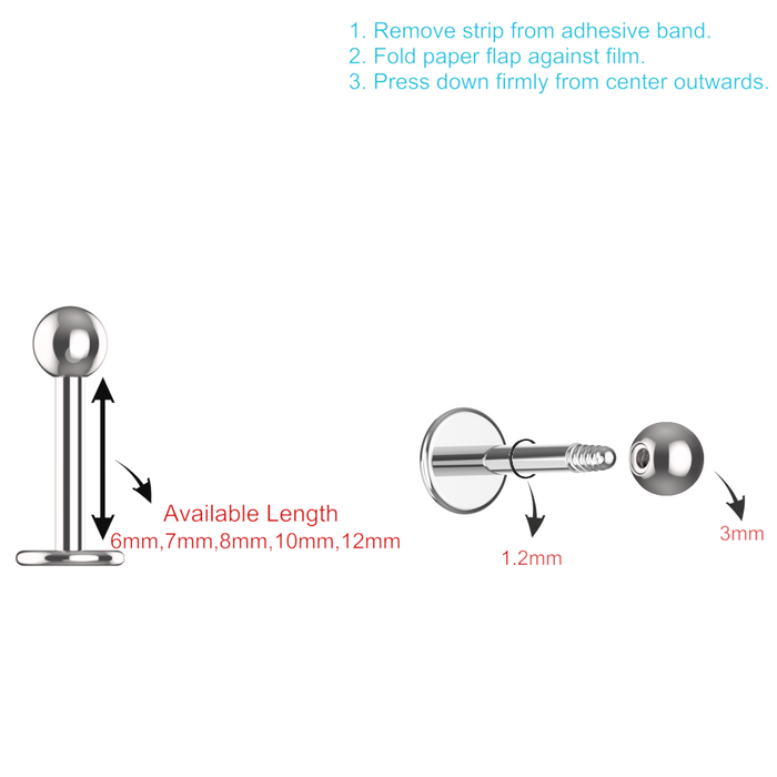 EO Gas Sterilised 316L Surgical Steel Externally Threaded Ball Top Labret - Monster Piercing