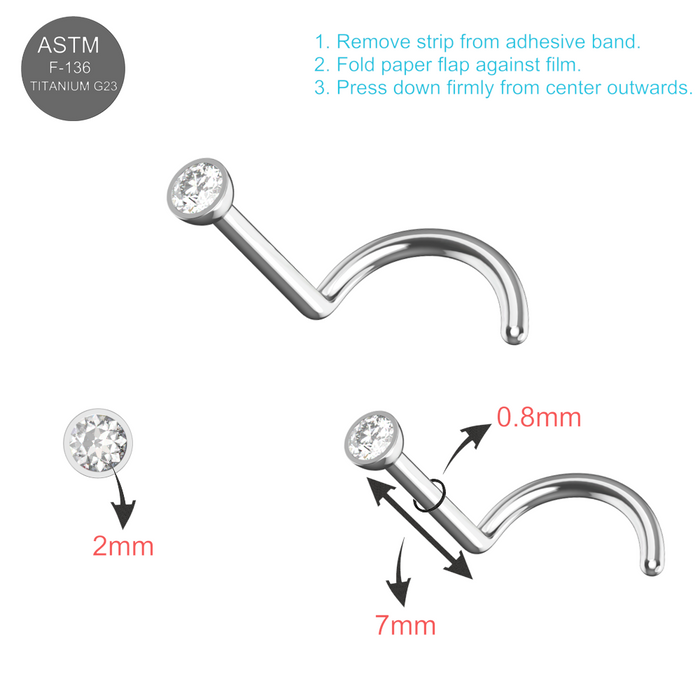 EO Gas Sterilised G23 Titanium CZ Jewelled Nose Screw - Monster Piercing