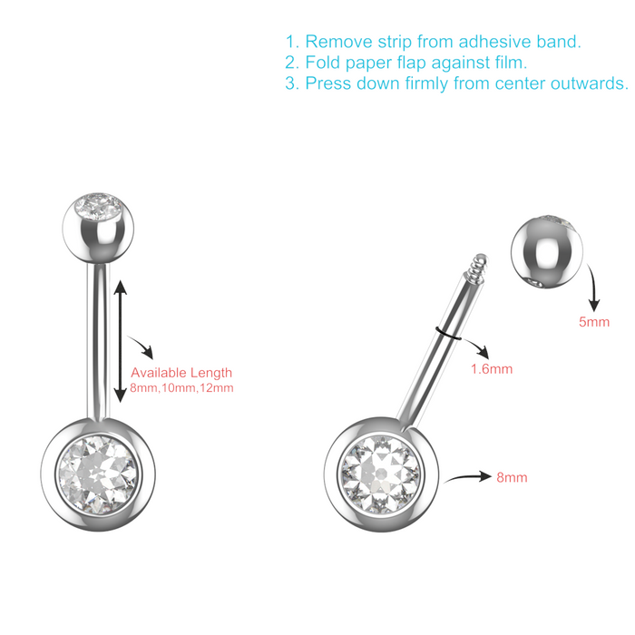 EO Gas Sterilised 316L Surgical Steel Double CZ Jewelled Banana Belly Ring - Monster Piercing