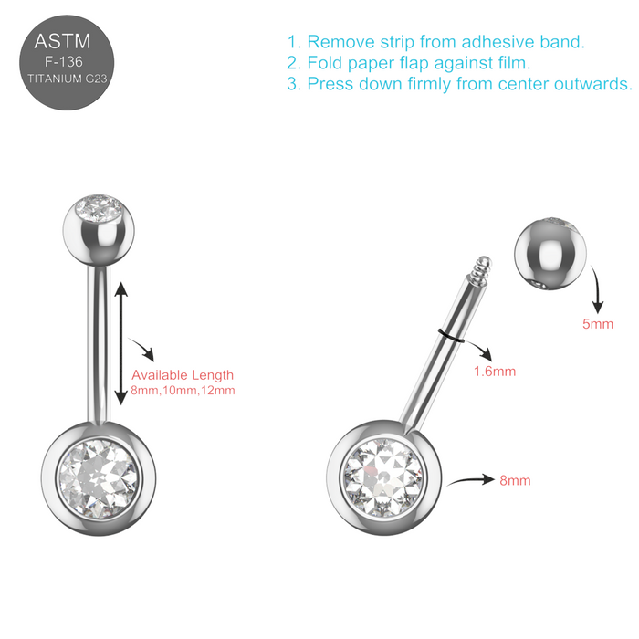 EO Gas Sterilised G23 Titanium Double CZ Jewelled Banana Belly Ring - Monster Piercing
