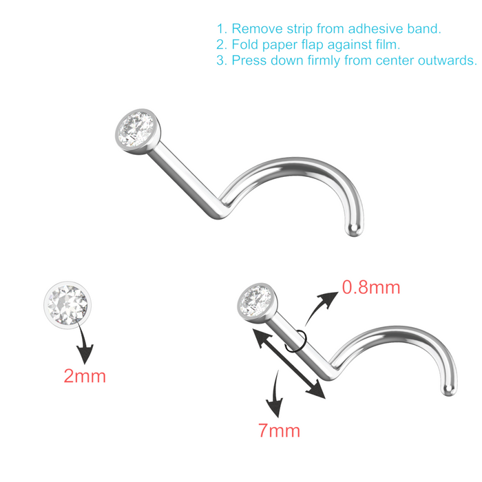 EO Gas Sterilised 316L Surgical Steel CZ Jewelled Nose Screw - Monster Piercing
