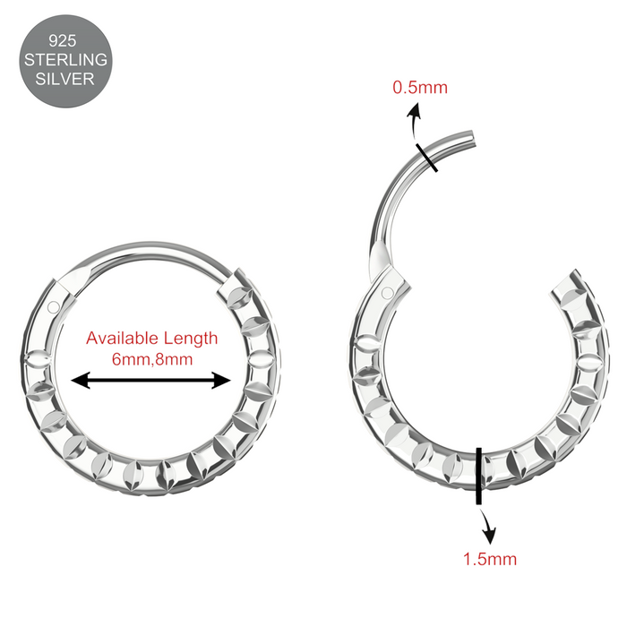 925 Sterling Silver Laser Cut Hoop Ring - Monster Piercing